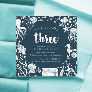 Under the Sea   Third Birthday Party Invitation
