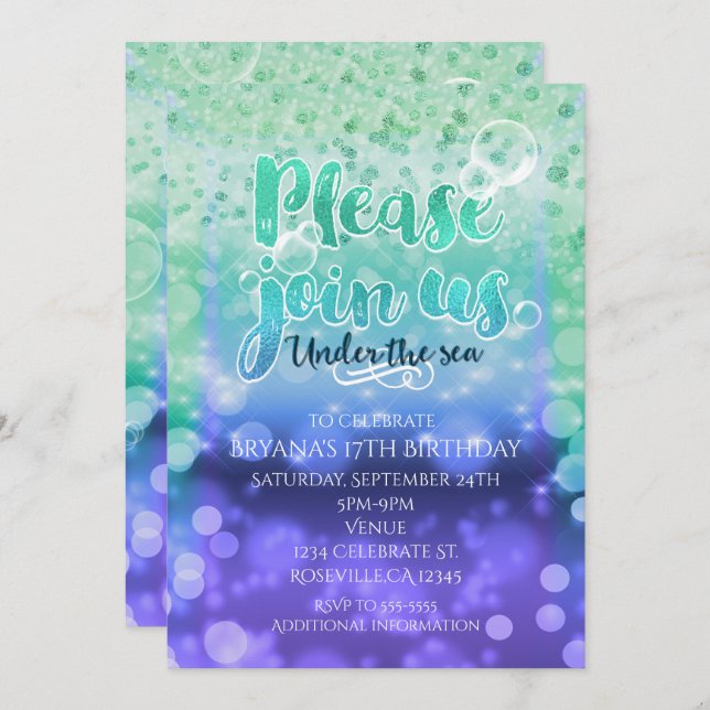 Under The Sea Tropical Ocean Party Invitations (Front/Back)