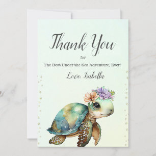 Under the Sea, Turtle 2nd Birthday, Thank You Card