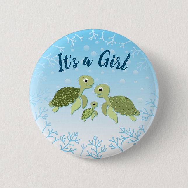 Under the Sea Turtle Baby Shower 6 Cm Round Badge (Front)