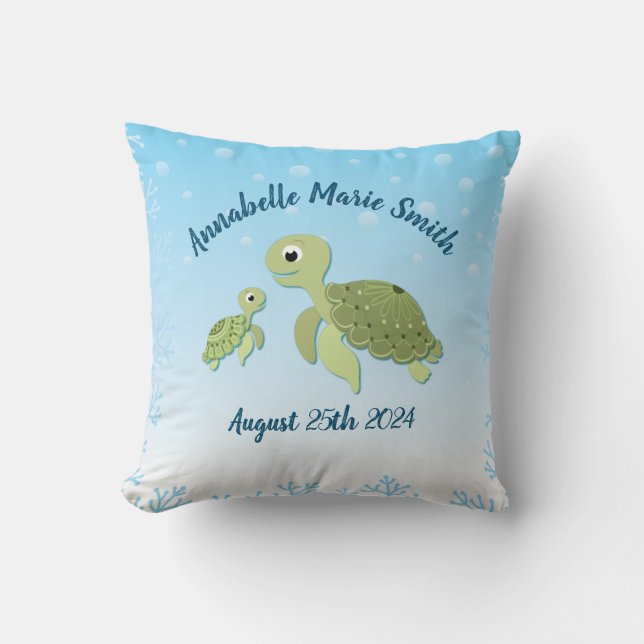 Under the Sea Turtle Baby Shower Cushion (Front)