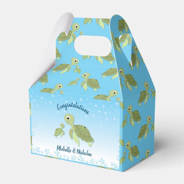 Under the Sea Turtle Baby Shower Favour Box (Front Side)