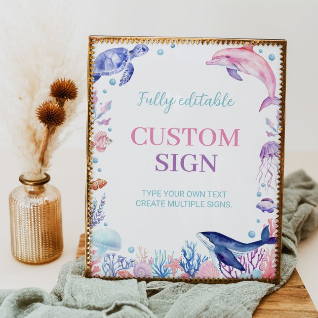 Under The Sea Turtle Birthday Custom Table Sign (Creator Uploaded)