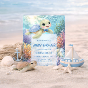 Under the Sea Turtle Boy Baby Shower Invitation