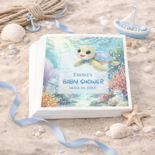 Under the Sea Turtle Boy Baby Shower Napkin