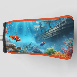 Under the sea, turtle, coral, ship, clown fish golf head cover