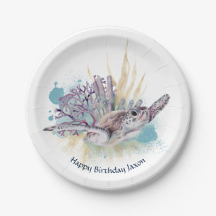Under the Sea Turtle Cute Marine Animal Birthday  Paper Plate