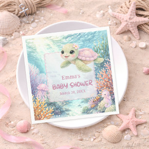 Under the Sea Turtle Girl Baby Shower Napkin
