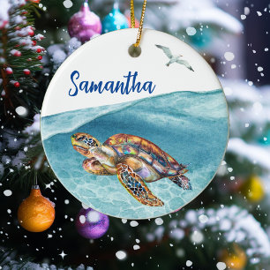 Under the Sea Turtle Personalized  Ceramic Ornament