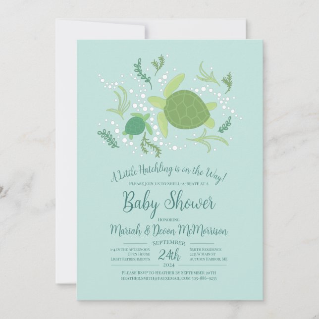 Under the Sea Turtles Baby Shower Invitation (Front)