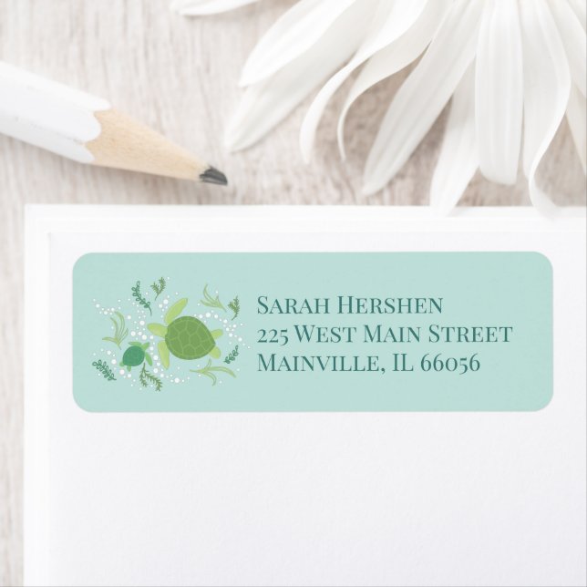 Under the Sea Turtles Baby Shower Return Address Label (Insitu)