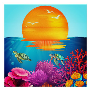 Under the Sea Turtles Poster