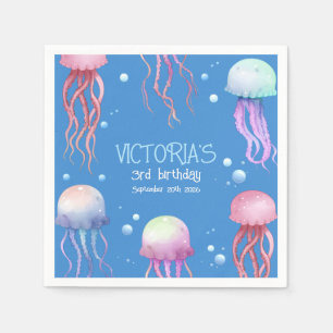 Under The Sea Underwater Cute Jellyfish Blue Napkin