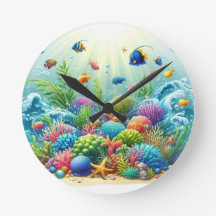 Under the Sea Wall Clock – Vibrant Coral Reef