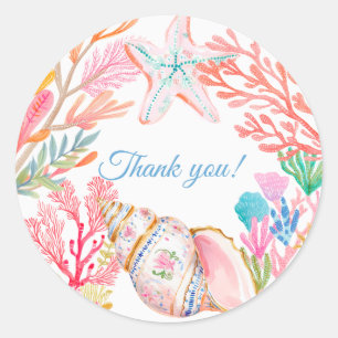 Under the Sea Watercolor Baby Shower Classic Round Sticker