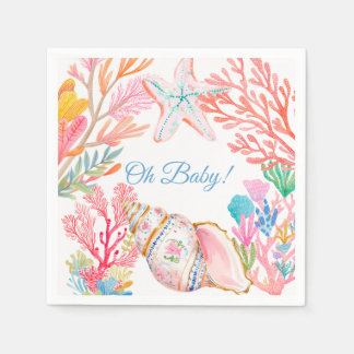Under the Sea Watercolor Baby Shower Napkin