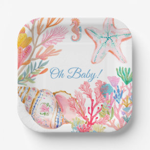 Under the Sea Watercolor Baby Shower Paper Plate