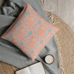 Under the Sea Watercolor Coral Pink  Cushion