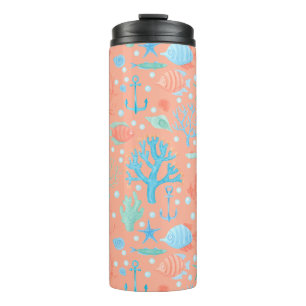 Under the Sea Watercolor Coral Pink Thermal Tumbler