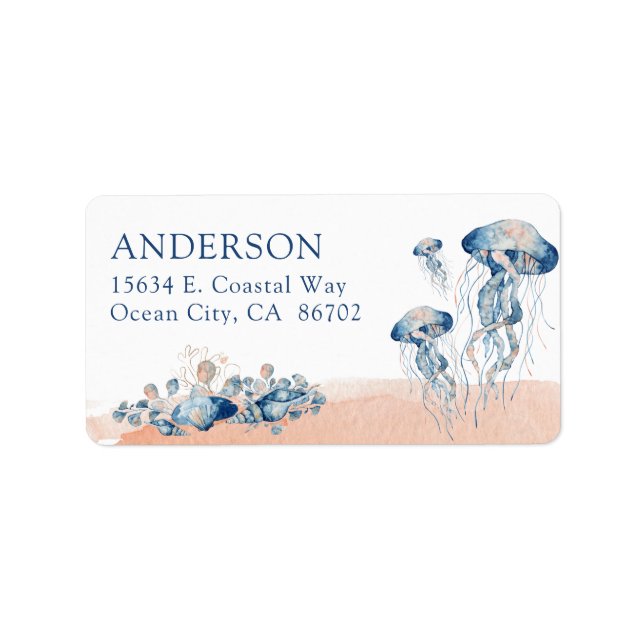 Under the Sea Watercolor Jellyfish   Label (Front)