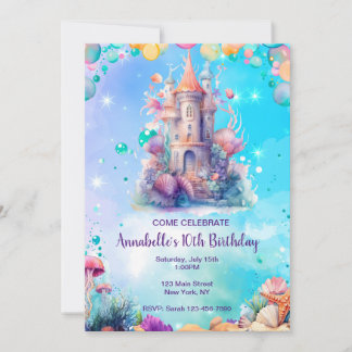 Under the Sea Watercolor Kid's birthday invitation