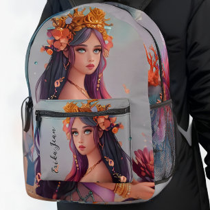 Under The Sea Watercolor Mermaid Printed Backpack