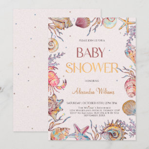 Under the Sea Watercolor Nautical Baby shower  Invitation