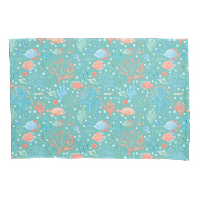 Under the Sea Watercolor Pattern Pillowcase (Front)