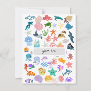 Under the Sea, Watercolor Print, Decor Fine RSVP Card