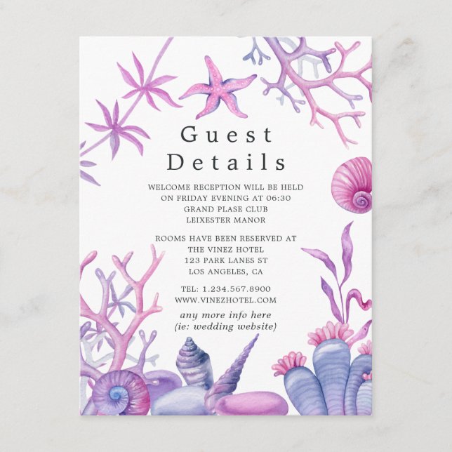 Under the Sea Wedding Guest Details Enclosure Card (Front)