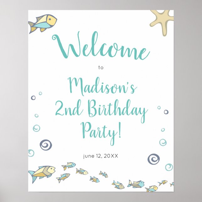 Under The Sea Welcome To Birthday Party Poster (Front)