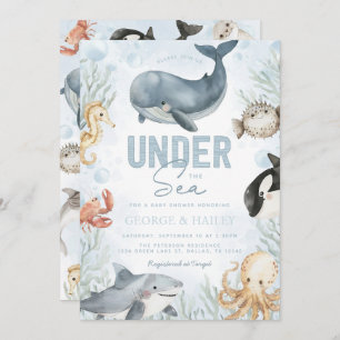 Under the Sea Whale Baby Shower Invitation