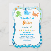 Under The Sea Whale Birthday Invitation