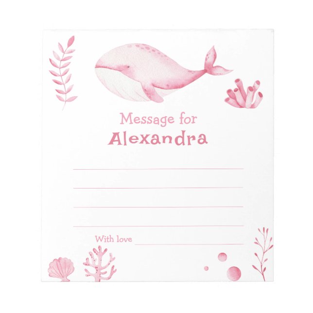Under the sea Whale birthday time capsule message Notepad (Front)