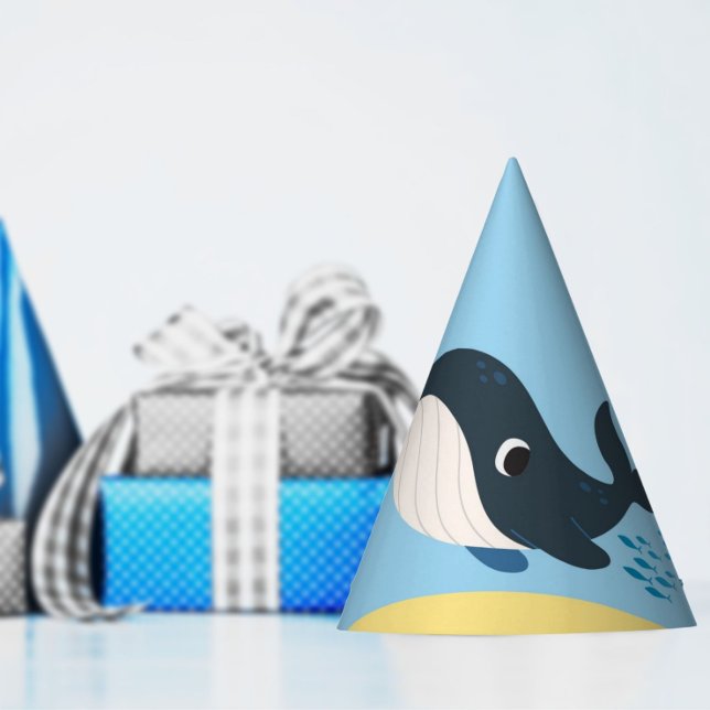 Under the sea whale boys birthday party invitation party hat (Creator Uploaded)