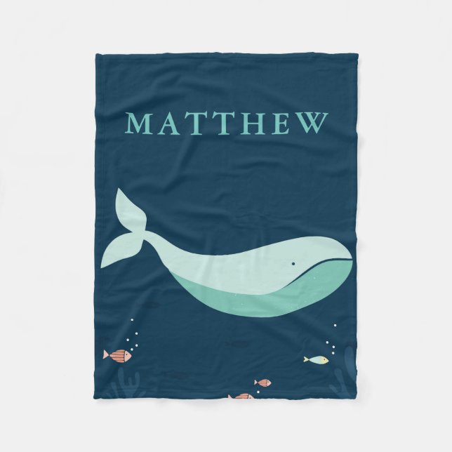 Under the Sea Whale Fleece Baby/Kids Blanket (Front)