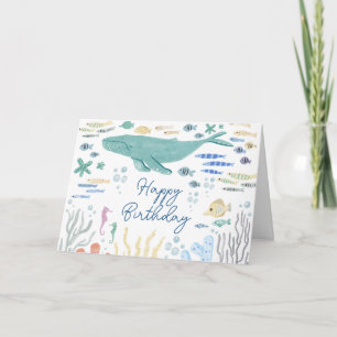 Under The Sea Whale Happy Birthday Card