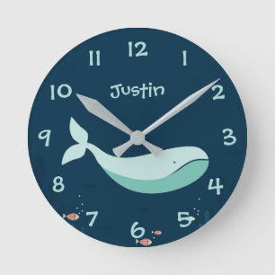 Under the Sea Whale Kids Nursery Wall Clock