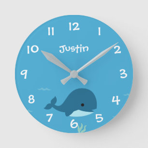 Under the Sea Whale Kids Nursery Wall Clock