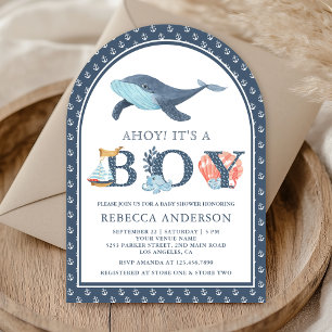 Under the Sea Whale Nautical Arch Baby Shower Invitation