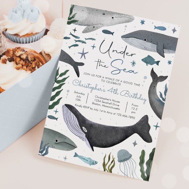 Under The Sea Whale Sea Life Birthday Party  Invitation (Creator Uploaded)