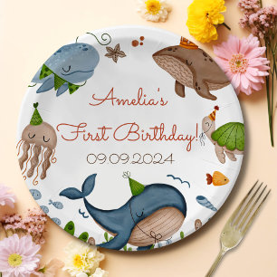 Under the Sea Whale Shark Sea Life 1st Birthday Paper Plate