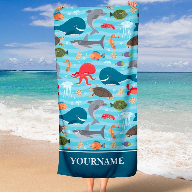 Under the Sea Whale Shark Turtle Sea Life Beach Towel (Creator Uploaded)