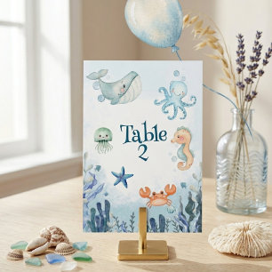 Under the Sea Whale Starfish Crab Baby Shower Table Number