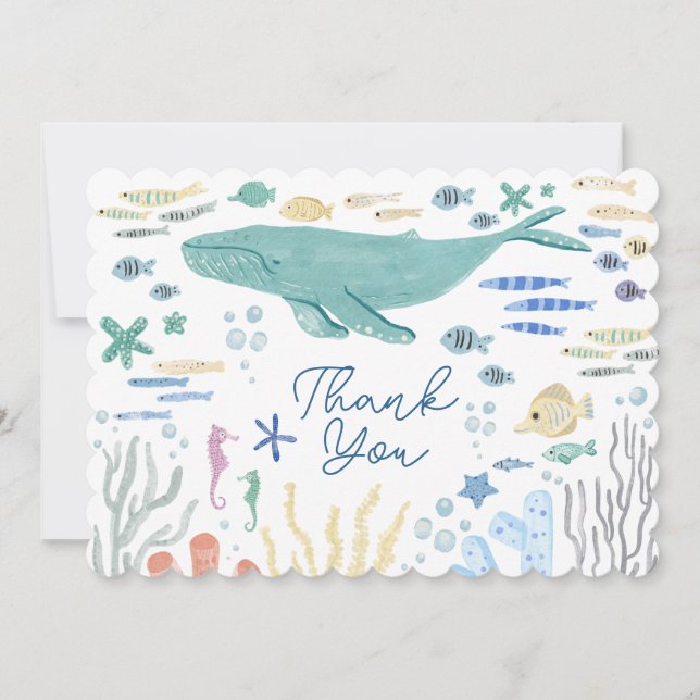 Under The Sea Whale Thank You Card (Front)