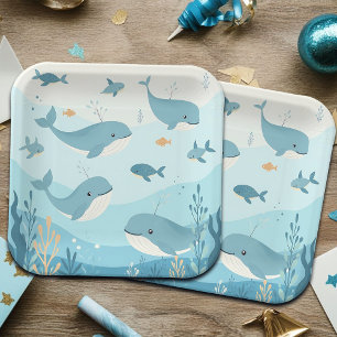 Under the Sea Whales & Fish Kids Paper Plate