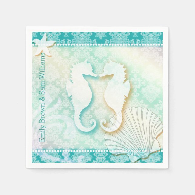 Under the Sea Whimsical Beach Wedding Napkin (Front)