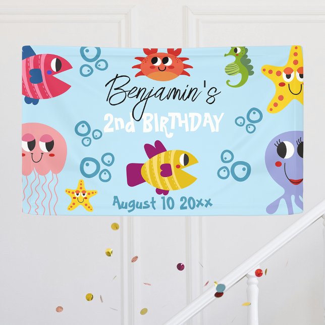 Under The Sea Whimsical Creatures Birthday Party Banner (Creator Uploaded)