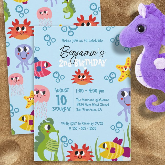 Under The Sea Whimsical Creatures Birthday Party Invitation (Creator Uploaded)