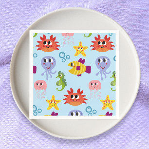 Under The Sea Whimsical Creatures Birthday Party Napkin